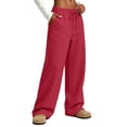 thumbnail image 6 of LangJing Fleece Sweat Pants for Women High Waisted Wide Leg Baggy Sweatpants Fall Winter Athletic Joggers Pant with Pockets Red,XL, 6 of 7