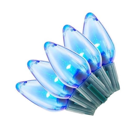 25 ft. 25-Light LED Blue C9 Super Bright String Light Christmas Decoration