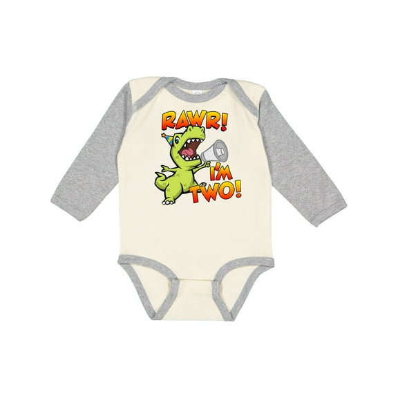 Inktastic Rawr I'm Two Dinosaur Boys or Girls Long Sleeve Baby Bodysuit