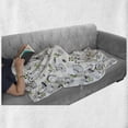 thumbnail image 6 of Tea Party Soft Flannel Fleece Throw Blanket, Hand Drawn Doodle Style Teapots Cups and Hearts Flowers Drinks, Cozy Plush for Indoor and Outdoor Use, 60" x 80", Black White Green, by Ambesonne, 6 of 6