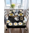 thumbnail image 3 of Black Daisy Bees Rectangle Tablecloth, Spring Farmhouse Honey Floral Rings Waterproof & StainResistant Tablecloth, Washable Oil-proof Table Cover for Dining/Party/Wedding/Camping/Buffet 52x70 In, 3 of 9