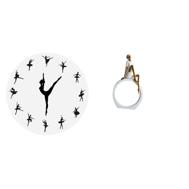 Reloj de pared,Reloj de pared con bailarina,reloj decorativo colgante.,Relojes de pared silenciosos Reloj decorativo de tiempo silencioso,Estatua de niña,Estatuas de mujeres y niñas,figuritas