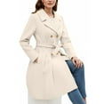 thumbnail image 4 of ZQUUVOU Women's Winter Fleece Trench Coat Notch Collar Double Breasted Button Coat A Line Shape Pea Coat Swing Overcoat Beige, 4 of 5