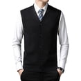 thumbnail image 1 of Hanerdun Mens Sleeveless Cardigan Male Button-Down Sweater Vests Black S, 1 of 5