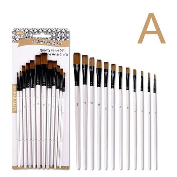Pincel de pintura al óleo y acrílico para Uds, pincel plano y Kit de boquillas para pintura de nailon, 12 pinceles para pintar