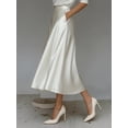 thumbnail image 6 of Lopecy-Sta Midi Skirt for Women High Waisted Satin Elegant A-Line Flowy Silk-Like Skirt with Pockets Formal Casual Skirt, 6 of 7
