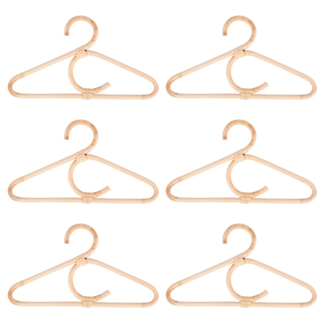 6X Rattan Clothes Hanger Style Kids Garments Organizer Rack Children Hanger Kids Room Decoration Hanger for Clothes