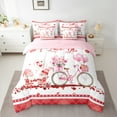 thumbnail image 2 of Feelyou Romantic Bike Child Bedding Comforter Set 7 Pieces, Couple Cartoon Gnome Full Bedding Set, Valentines Day Reversible Fitted Sheet Flat Sheet, Microfiber Bedroom Decor, 2 of 7