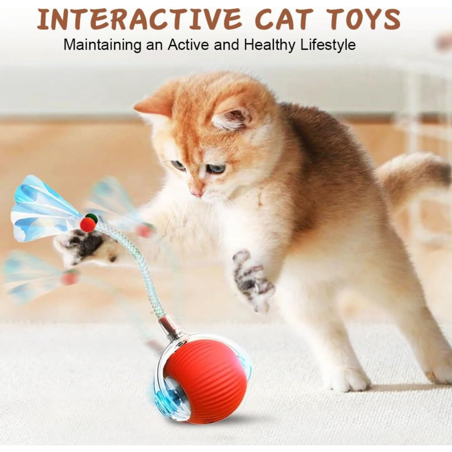2025 Upgraded Interactive Rolling Dog Ball, Self Rolling Dog Ball Interactive Cat Toys Automatic Cat Toy Self Moving Dog Toys, 360° Smart Automatic Rolling Ball Toy, Electric Dog Balls