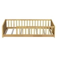 thumbnail image 5 of Miniyam Wood Twin Size Floor Bed with Built-in Book Storage Rack for Toddler, Natural, 5 of 6