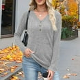 thumbnail image 5 of HAiming Womens Knit Sweater V Neck Long Sleeve Button Tunic Pullover Tops Casual Solid Color Blouse, 5 of 8