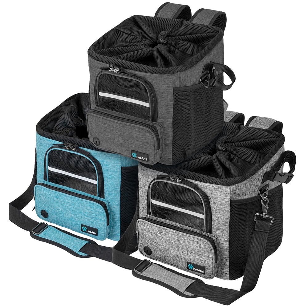 PetAmi Dog Bike Basket, Soft-sided Ventilated Dog Bike Carrier Backpack, Dog Pet Bicycle Basket for Bike Handlebar, Small Medium Puppy Cat Kitten Car Booster Seat with Safety Strap (Dark Gray)