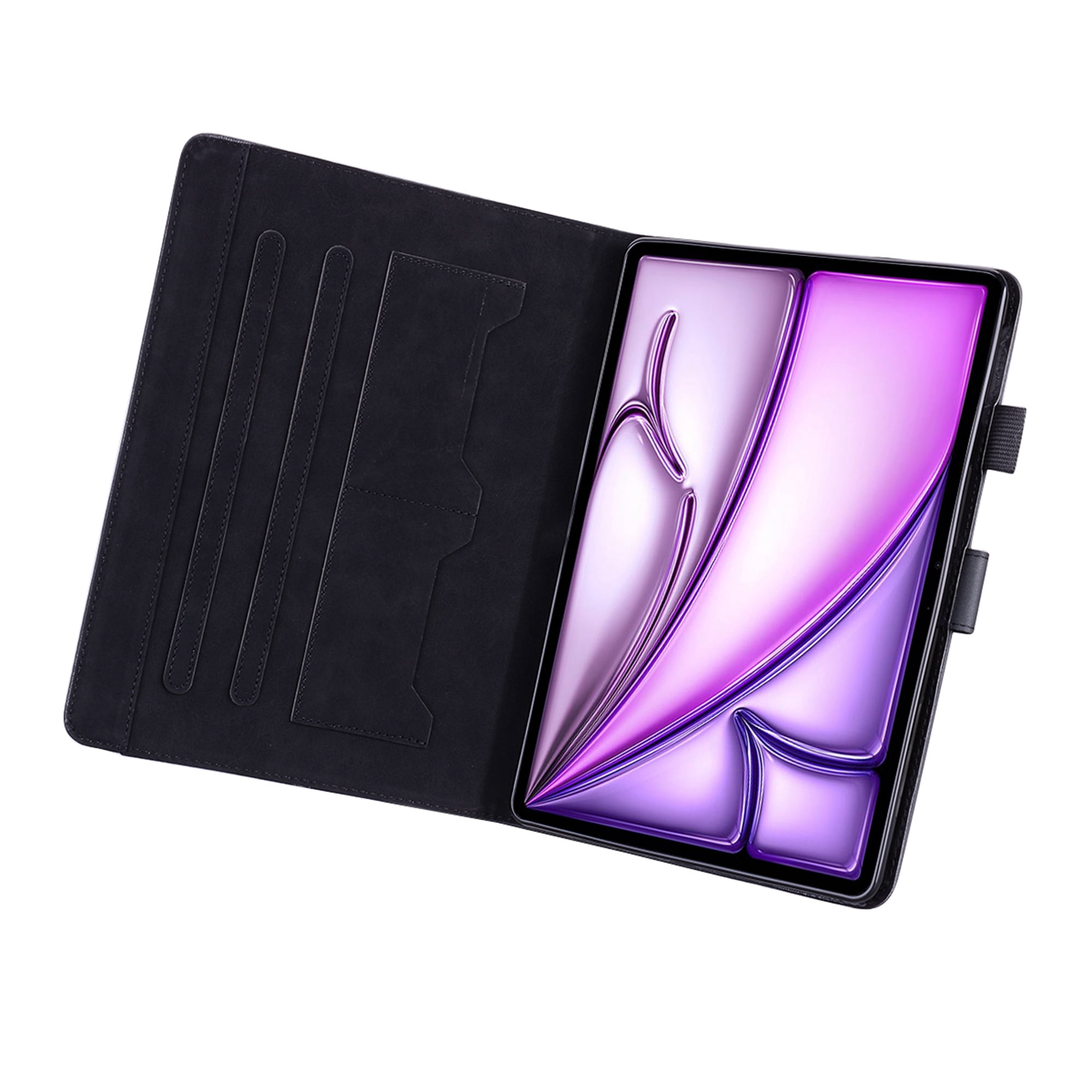 Dteck Folio Case for iPad Air 13-inch (M3/M2) 2025/2024, Multi-Angle Viewing Protective Stand Cover with Pencil Holder & Card Holder,Black