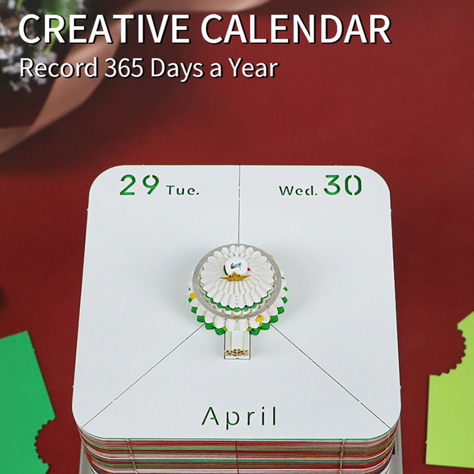 NFTIGB 3D Memo Pad 2026 Calendar Xmas Tree House Paper Carving Art Notepad Desk Ornament Present, 3.86 inches / 9.8 cm, Multicolor Home Office Decor Planner