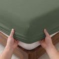 thumbnail image 3 of King Size Fitted Sheet Set - Pure Army Green 3 Piece Bedding Sets 16" Deep Pocket Fitted Sheet with 2 Pillowcases, Modern Solid Color Minimalist Art Brushed Microfiber Hotel Luxury Bed Sheets, 3 of 9