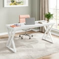 thumbnail image 2 of Tribesigns Writing Computer Desk, 55-Inch Modern Simple Study Desk with Z-Shaped Metal Leg, White, 2 of 8
