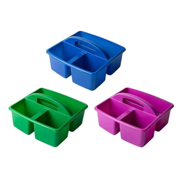 Estuche organizador de maquillaje y manualidades con compartimentos de escritorio apilable de 3 piezas Azul Verde Violeta