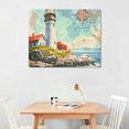thumbnail image 2 of Orinice Lighthouse Compass Map Fine Art Aesthetic Poster & Print Wall Painting for Classroom Kitchen Office Farmhouse Bathroom Room Decor Pictures Wall Art Painting Canvas Prints Wall Art Canvas, 2 of 6