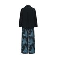 thumbnail image 5 of Womens 2 Piece Outfits Dressy Casual Long Sleeve Collared Shirt and Wide Leg Trouser Pant Loose Sets with Prints (S, Black), 5 of 8