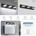 thumbnail image 3 of 24-Inch 3-Light LED Modern Black Bathroom Vanity Light Fixtures Over Mirror, Bathroom Lighting Fixtures with Cool White 6000K, Vanity Wall Lights for Bath Restroom Powder Room, 3 of 8