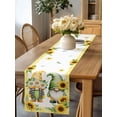 thumbnail image 5 of Summer Gnome Sunflower Leaf Table Runner-36 Inch Long Yellow Plaid Pastoral Plant Table Runners Linen Burlap Tablerunner for Kitchen Dining Room Holiday Party, 5 of 9