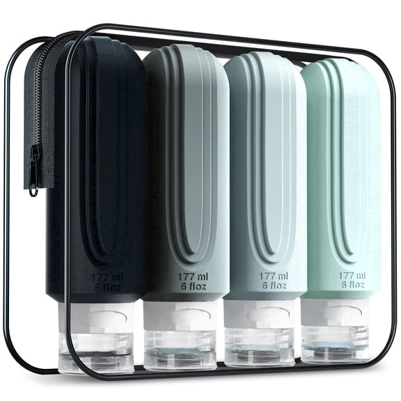 Travel Bottles for Toiletries, 3oz Travel Size Containers BPA Free Leak Proof Refillable Liquid Silicone Squeezable Travel Accessories, 4-pack