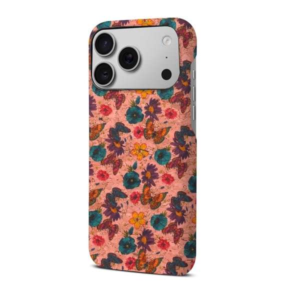 Allytechgroup Case for iPhone 17 Pro Max, Magnetic Cover Compatible with Magsafe Slim PU Leather & Hard Back Shockproof Floral Pattern Military Grade Drop Protection Case, Pink