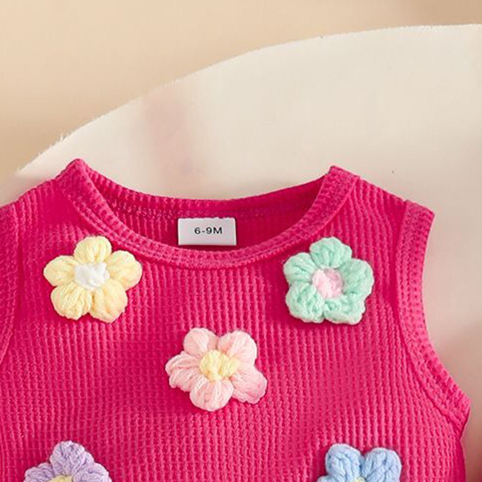 Faraee Toddler Baby Girl 2 Piece Summer Outfit Tassel Flower Cute Clothes Sleeveless Vest Tops Flare Leg Pants Casual Clohing Set Hot Pink Size 9-12 Months