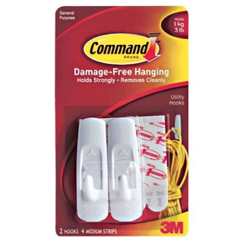 Command Utility Hooks, Medium, White, 2Hooks (17001ES)