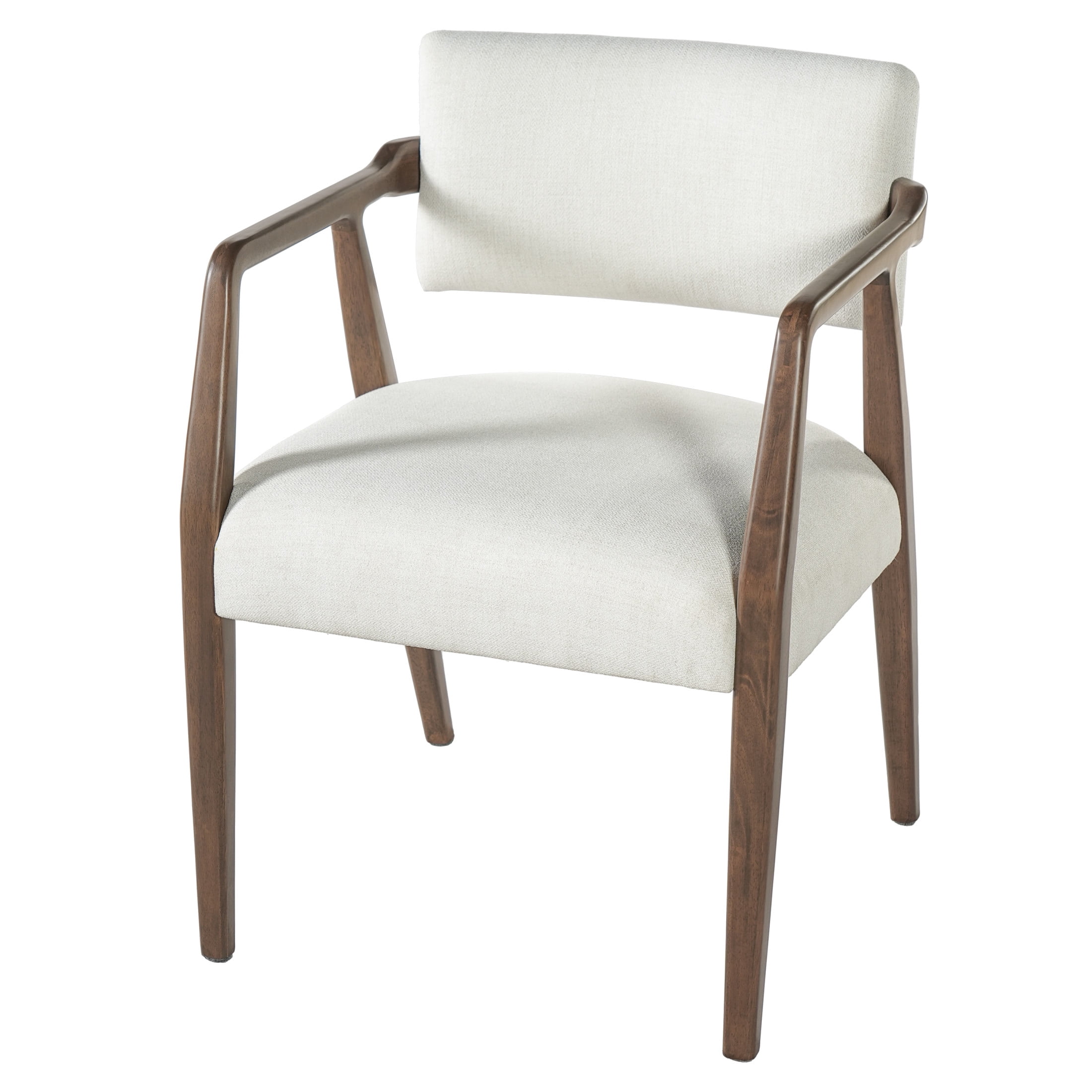 Christopher Knight Home Mid-Century Upholstered Dining Chairs, Wood Frame, Brown+Beige, Set of 4