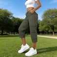 thumbnail image 2 of VBVC Women's Drawstring Cargo Capri Pants , Causal Summer Crop Trousers For Women , Ladies' Lightweight Y2K Pants with Pockets, Army Green , S-2XL, 2 of 7