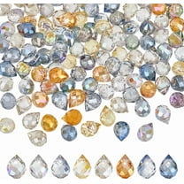 144Pcs Clear Teardrop Glass Beads Bulk 8mm Water Drop Faceted Bead Top Drilled Craft Beads Suncatcher Bead