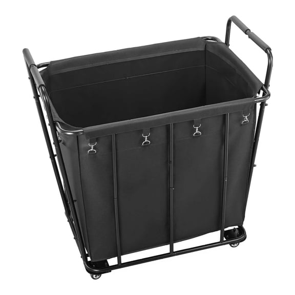 Rolling Laundry Cart, Heavy Duty Utility Cart with Waterproof Liner - 260 LBS Capacity - Swivel Wheels, Black