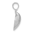 thumbnail image 4 of 14k White Gold Solid Textured Polished Finish Medium Size Clam Shell Charm Pendant, 4 of 4