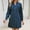 Dark Blue, variant on XPMWRP Women Stand Collar Long Sleeve Pocket Denim Shirt Dress Button Front Casual Loose Mini Tunic Dress Dark Blue M