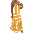 thumbnail image 1 of Robe Longue Boho pour Femmes à Bretelles Spaghetti Sans Manches à Rayures Imprimées d'Été Décontractée Longue, 1 of 5
