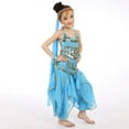thumbnail image 3 of Kids Girls Belly Dance Top Pants Outfit with Headgear Waist Chain and Bracelets Dance Clothes Girls Dance Set, 3 of 5