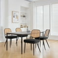 thumbnail image 6 of Rattan Dining Chairs Set of 4 [3.15" Thick Comfy Cushion] Modern Boucle Upholstered Kitchen Dining Room Chairs Dining Chairs with Metal Legs Makeup Vanity Chair, Black, 6 of 8