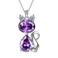 thumbnail image 1 of Juwaliy Collar con Piedra de Nacimiento de Febrero Amatista Dije de Gato Púrpura Dijes Joyería de Plata Esterlina 925 Mujer Hija Esposa Madre Regalo de Navidad Cumpleaños, 1 of 8