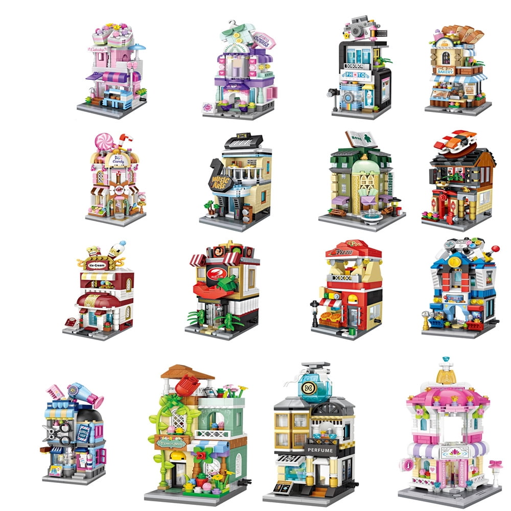 Merkmak 6163 Pcs Mini Street View Building Blocks Model, MOC Bricks Toy