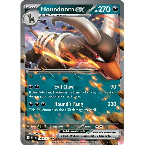 Pokemon Obsidian Flames Double Rare Houndoom ex #134