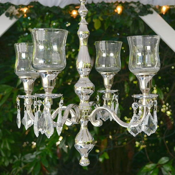 Event Decor Nikki Candle Chandelier Hanging Crystal Jewels Scroll Motif Silver Com Event Decor Nikki Candle Chandelier, Crystal Candle Chandelier Standard Sizes
