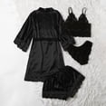thumbnail image 7 of WCJM Warm Robes for Women Womens Button Front Silky Long Pajama Set Sleepwear Tops Shorts Loungewear Home Casual, 7 of 7