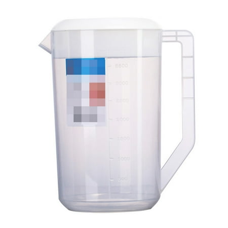 

Measuring Kettle with Scale Beverage Storage Container with Lid Heat Resistant Cold Water Jug Plastic Juice Pitcher (4000ml Whit