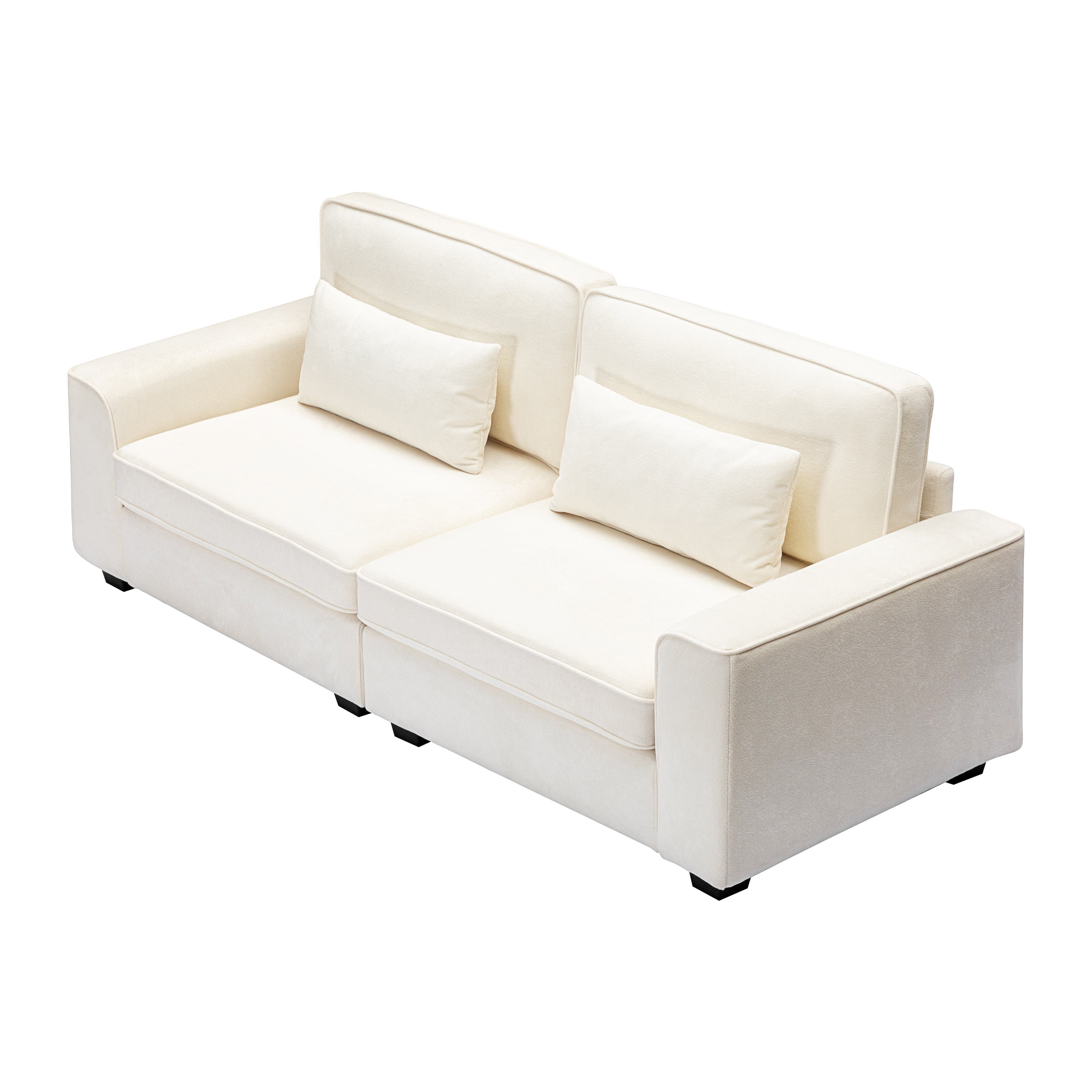EUROCO 79.5" 2-Seat Modern Sofa,Fabric Sofa with Extra Large Seat Width & Depth,Medium Firm Seat Cushion,Sturdy Solid Wood Frame and Wide Armrest,Comfy Sofa Couch for Small Space,Beige