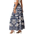thumbnail image 4 of LWavelet Women Floral Print Tiered Maxi Skirt Elastic Waist With Pockets Boho Summer Long Skirt Navy XL, 4 of 6
