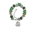 thumbnail image 2 of Silvertone Large Filigree Frog Green Christmas Bead Bracelet, 2 of 4