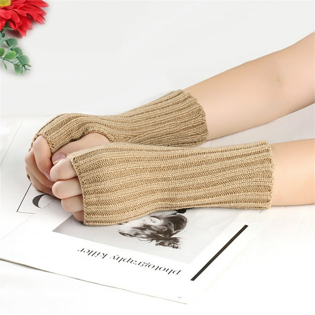 Gants Courts en Laine Multicolores Isolés pour Temps Froid pour Femmes, Mitaines Sans Doigts