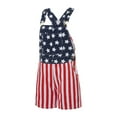 thumbnail image 3 of Women Men American Flag Overalls Adjustable Strap Denim Bib Shorts 4th of July Jean Romper Summer Jumpsuit with Pocket, 3 of 6