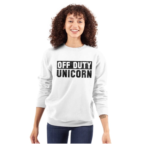 Off Duty Unicorn Fantasy Women Crewneck Sweatshirt Brisco Brands S